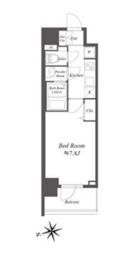 プレサンスブルーム浅草North　304号室　間取り
