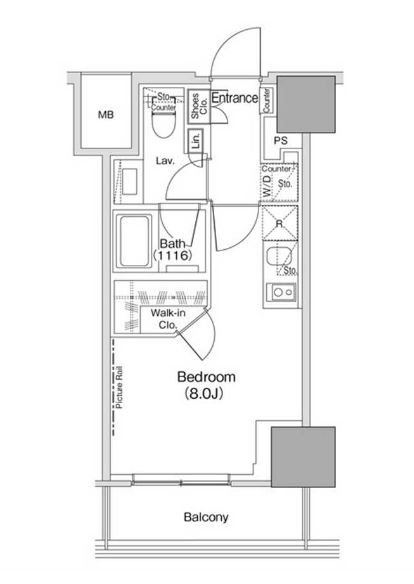 ザ・パークハビオ荏原中延駅前　910号室　間取り