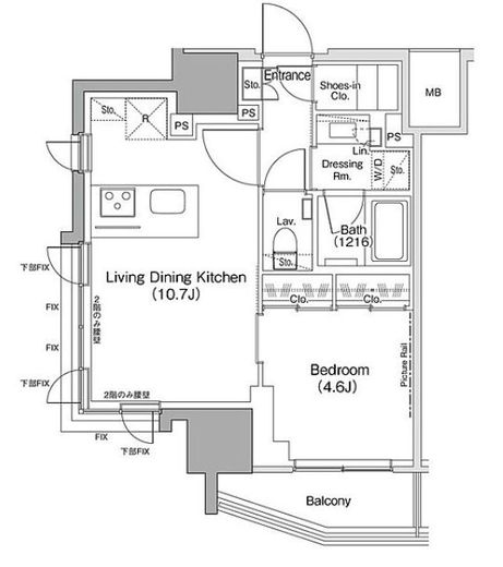 ザ・パークハビオ荏原中延駅前　1207号室　間取り