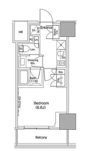 ザ・パークハビオ荏原中延駅前　1308号室　間取り