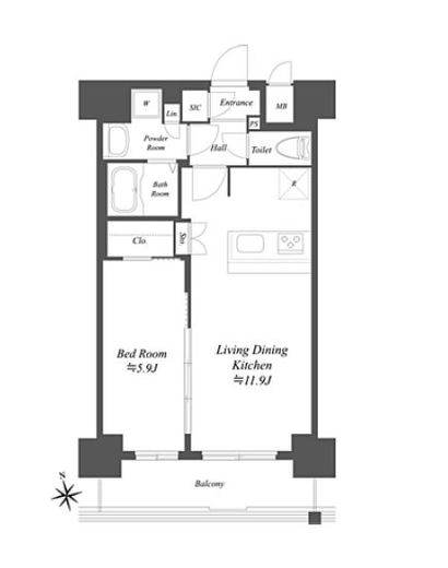 プレサンスブルーム浅草　603号室　間取り