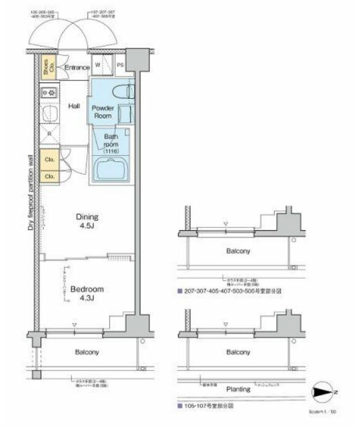 プラウドフラット品川大井町　105号室　間取り
