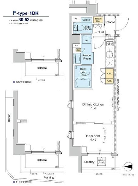 プラウドフラット品川大井町　222号室　間取り