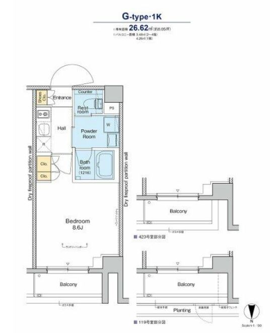 プラウドフラット品川大井町　119号室　間取り