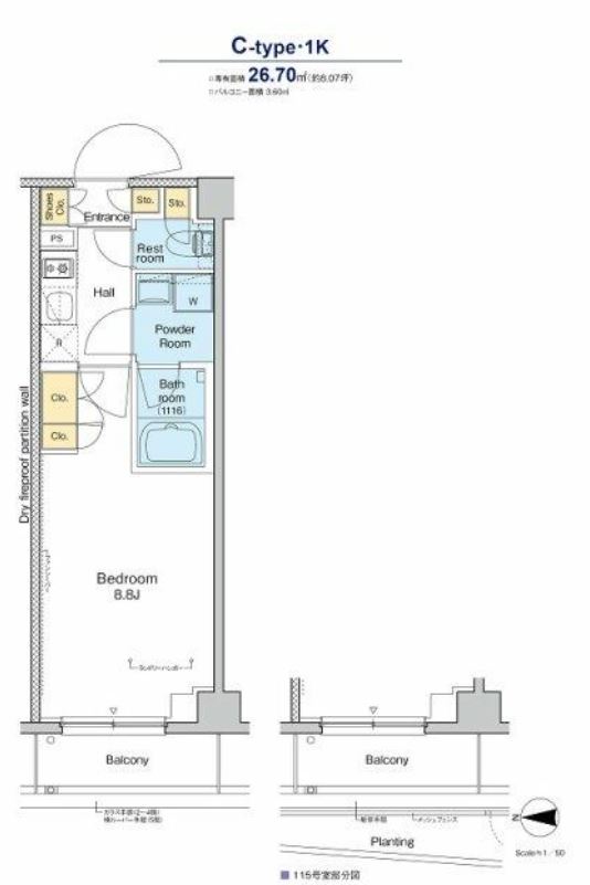 プラウドフラット品川大井町　219号室　間取り