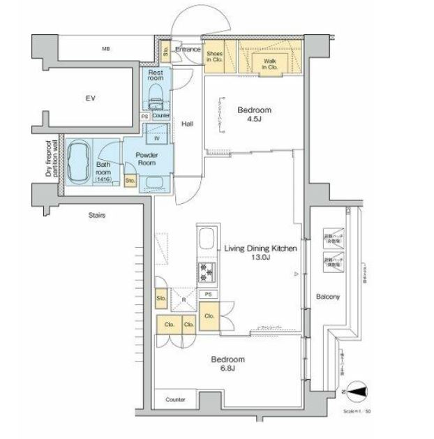 プラウドフラット品川大井町　314号室　間取り