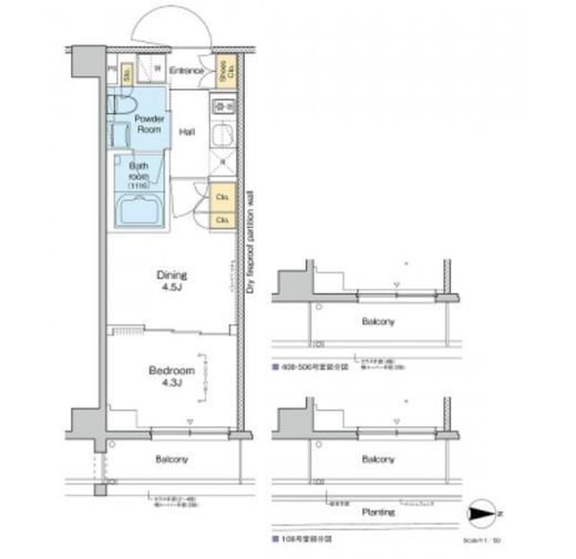 プラウドフラット品川大井町　208号室　間取り