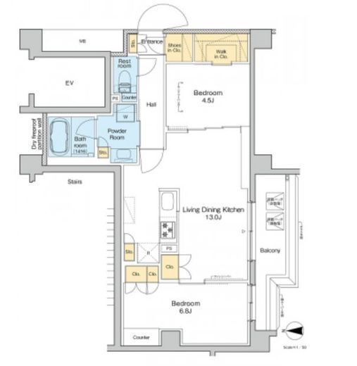 プラウドフラット品川大井町　314号室　間取り
