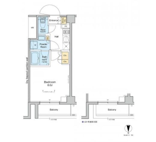 プラウドフラット品川大井町　431号室　間取り