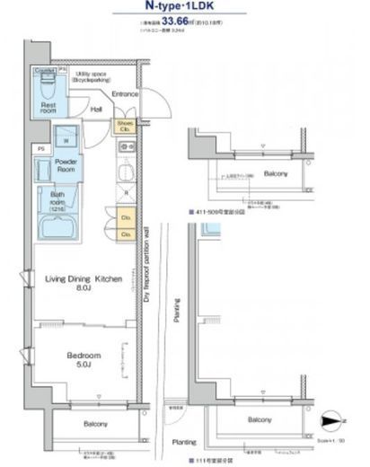 プラウドフラット品川大井町　509号室　間取り