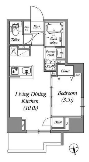 コスモグラシア浅草　1303号室　間取り