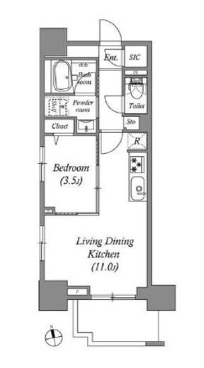 コスモグラシア浅草　1402号室　間取り