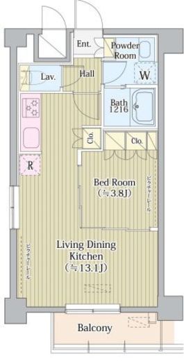 Avvolto Felice 蒲田South (アヴォルトフェリーチェ蒲田サウス)　405号室　間取り