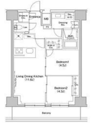 ザ・パークハビオ入谷　1403号室　間取り