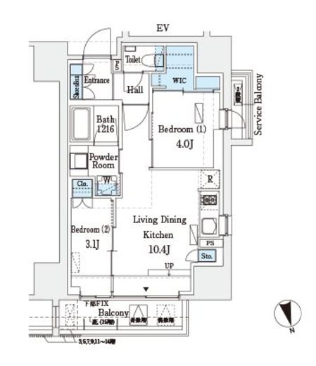 HF上野レジデンスEAST　1304号室　間取り