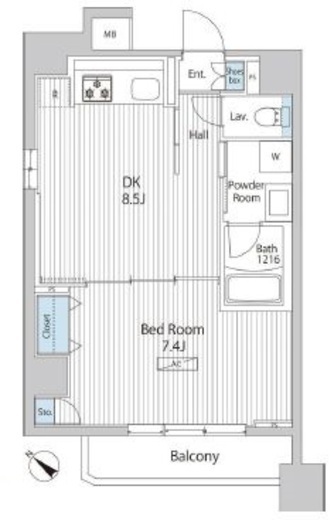 アレージュマン日本橋人形町　806号室　間取り