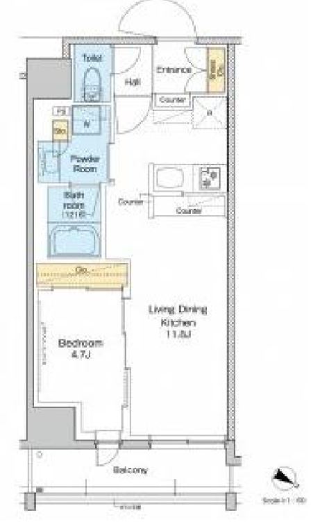 プラウドフラット両国サウス　422号室　間取り