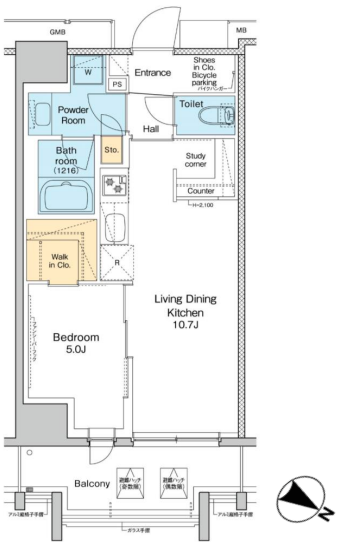 プラウドフラット両国サウス　725号室　間取り