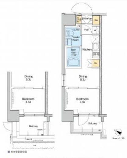 プラウドフラット両国サウス　801号室　間取り