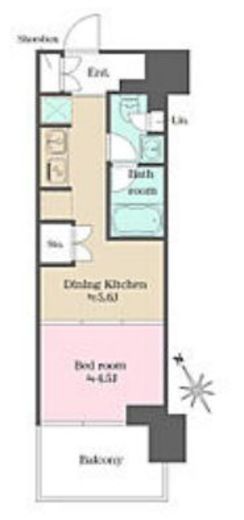 ウエリスアーバン水天宮前　1129号室　間取り
