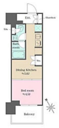 ウエリスアーバン水天宮前　1225号室　間取り