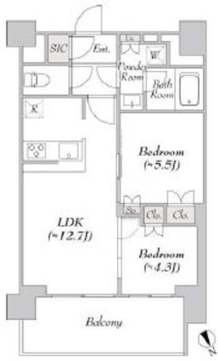 ウエリスアーバン水天宮前　1309号室　間取り