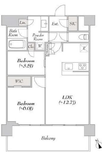 ウエリスアーバン水天宮前　1310号室　間取り