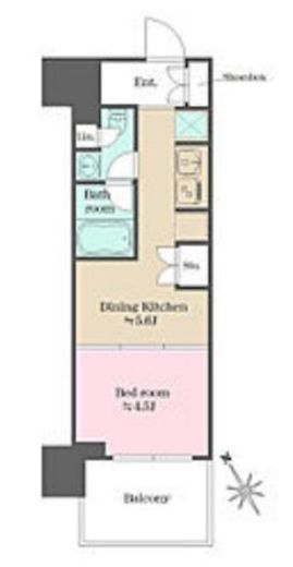 ウエリスアーバン水天宮前　338号室　間取り