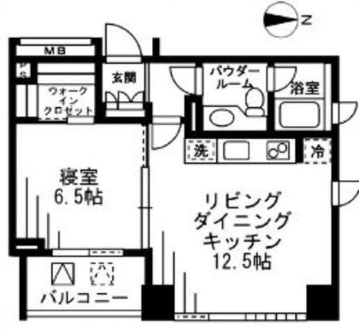 プライムアーバン四谷外苑東　1302号室　間取り