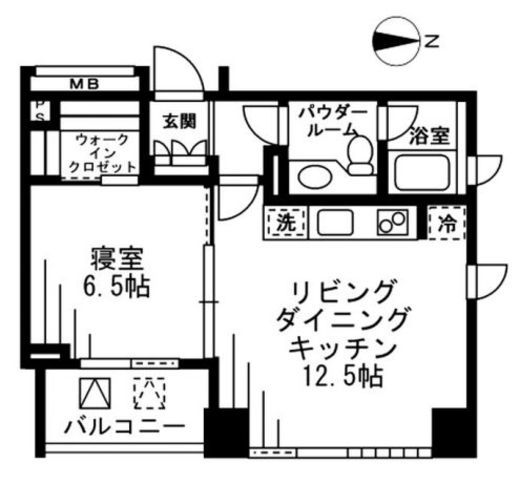 プライムアーバン四谷外苑東　1502号室　間取り