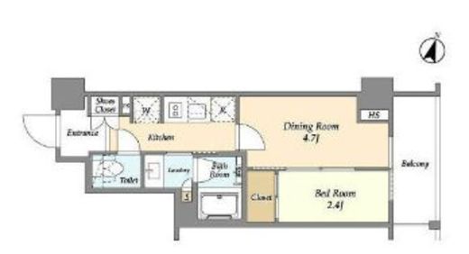 ジオエント山吹神楽坂　101号室　間取り