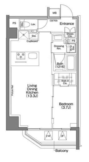 ザ・パークハビオSOHO祐天寺　410号室　間取り