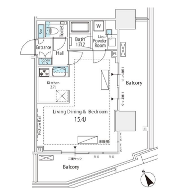 シティタワー新宿　305号室　間取り