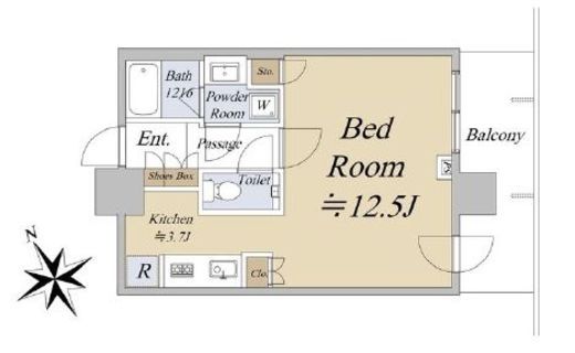 シティタワー新宿　18F1号室　間取り
