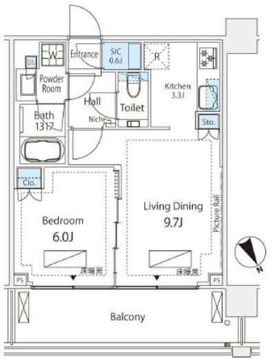 シティタワー新宿　B2110号室　間取り