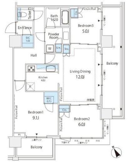 シティタワー新宿　B706号室　間取り