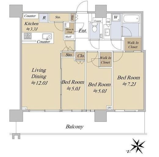 シティタワー新宿　22F2号室　間取り