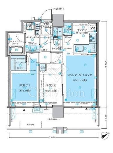 シティタワー新宿　26F2号室　間取り