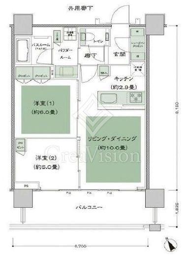 シティタワー新宿　2204号室　間取り