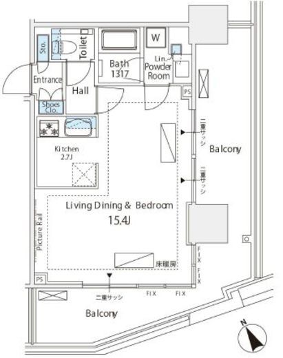 シティタワー新宿　305号室　間取り