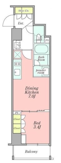 クレストコート新宿山吹町　102号室　間取り