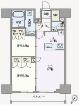 アジールコート汐浜キャナル　1102号室　間取り