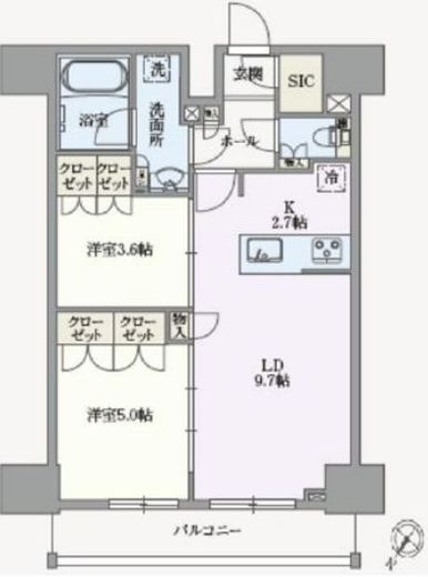 アジールコート汐浜キャナル　1102号室　間取り