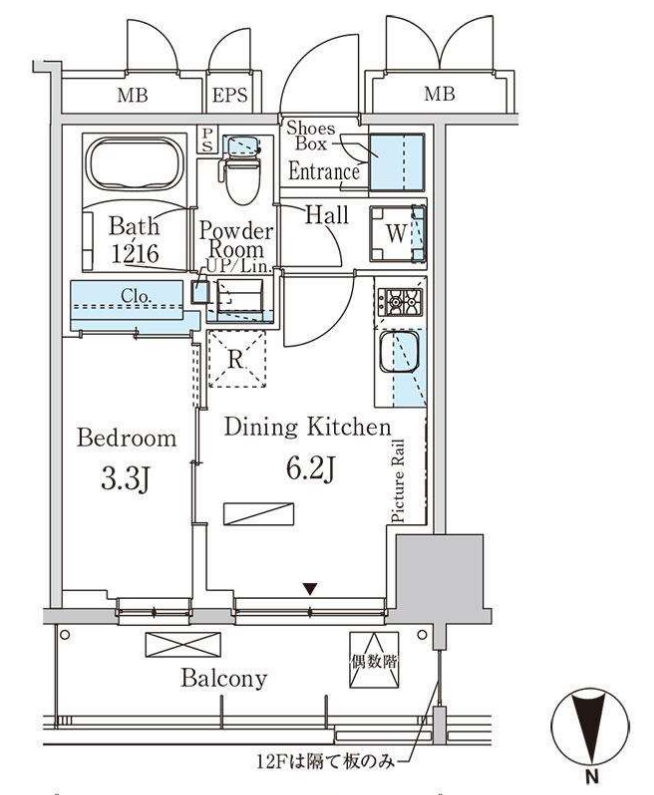 パークアクシス浅草田原町ガーデン　202号室　間取り