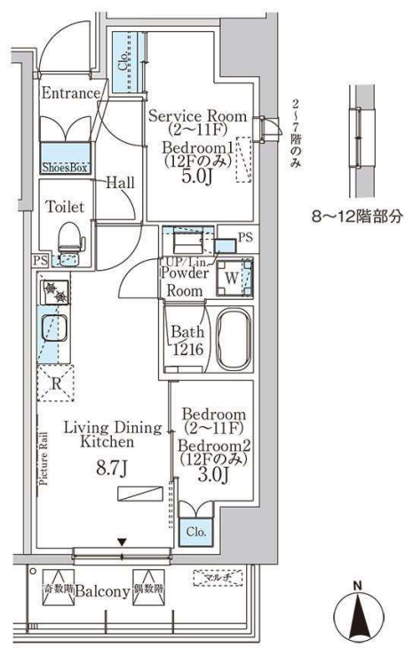 パークアクシス浅草田原町ガーデン　1104号室　間取り