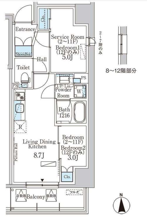 パークアクシス浅草田原町ガーデン　1204号室　間取り