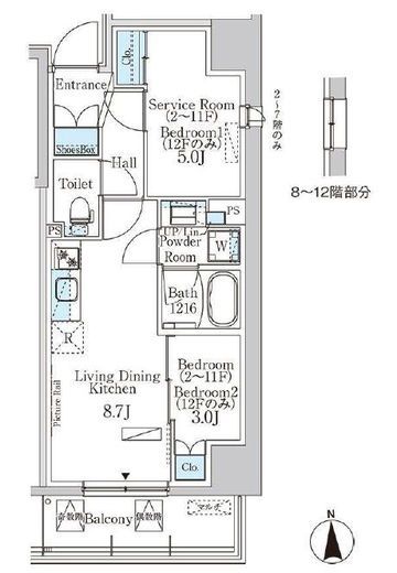 パークアクシス浅草田原町ガーデン　704号室　間取り