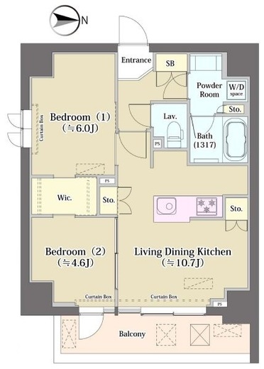 クリオラベルヴィ元浅草　1303号室　間取り