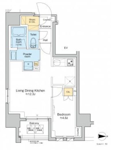 プラウドフラット浅草アベニュー　1501号室　間取り