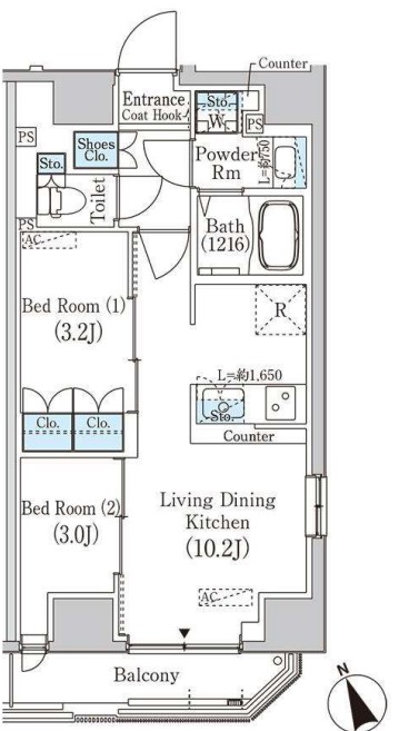プライムブリス浅草蔵前　1101号室　間取り